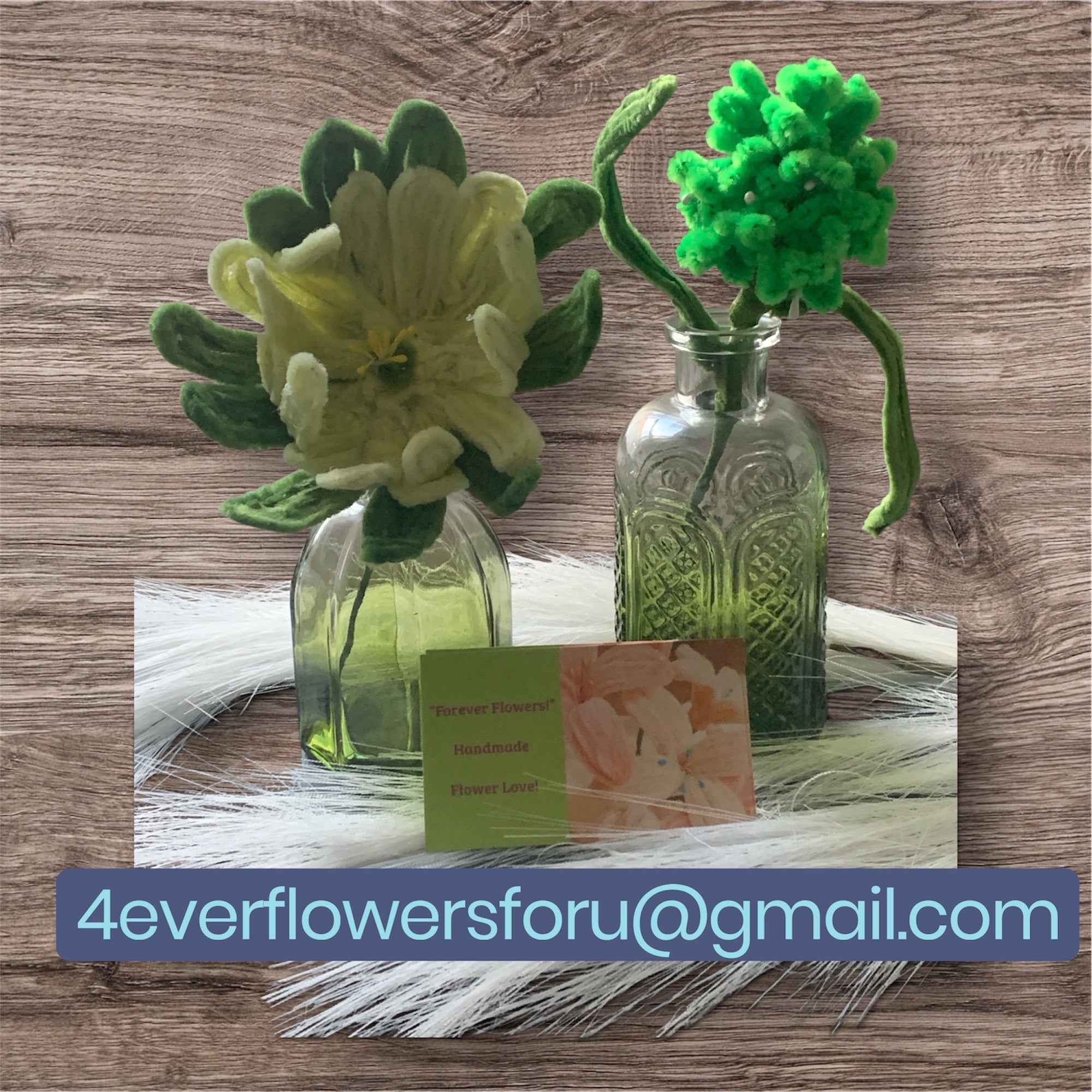 Golden Sunshine Bloom (Large Water-Lily Yellow Flower) and Emerald Pom Bloom (Green Flower)